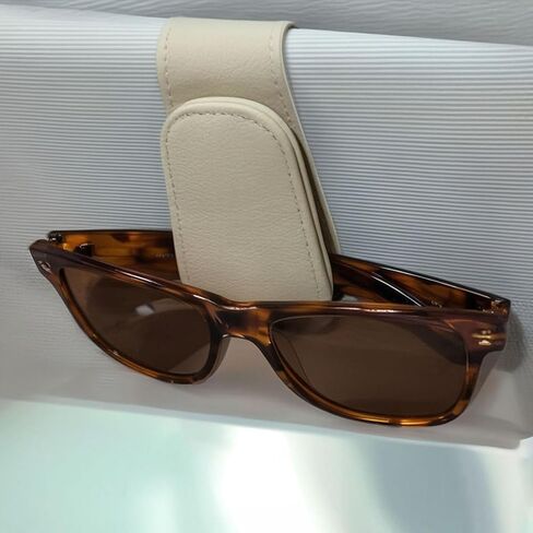 Sunglass Holder for Car Visor - 2 Pack Magnetic Car Glasses Holder Clip, Leather Eyeglass Holder for Car, Universal Vehicle Sunglasses Hanger Eyeglasses Mount, Beige in Saudi Arabia