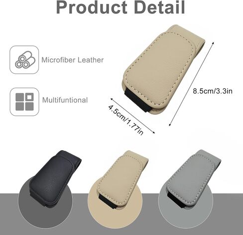 Sunglass Holder for Car Visor - 2 Pack Magnetic Car Glasses Holder Clip, Leather Eyeglass Holder for Car, Universal Vehicle Sunglasses Hanger Eyeglasses Mount, Beige in Saudi Arabia