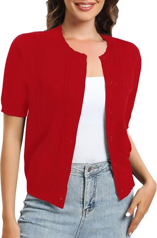 Urban CoCo 2024 Women's Bolero Shrugs for Dresses Open Front Cropped Cardigan Short Sleeve Sweaters in Kuwait