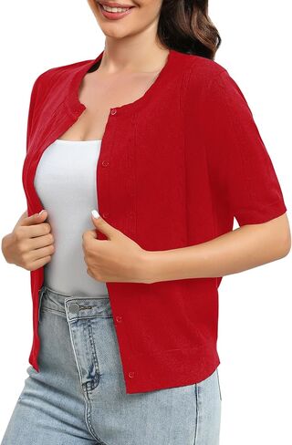 Urban CoCo 2024 Women's Bolero Shrugs for Dresses Open Front Cropped Cardigan Short Sleeve Sweaters in Kuwait