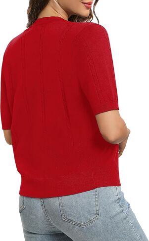 Urban CoCo 2024 Women's Bolero Shrugs for Dresses Open Front Cropped Cardigan Short Sleeve Sweaters in Kuwait