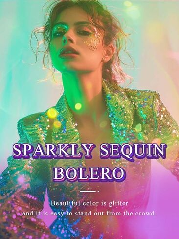 GORAIS Women Sequin Bolero Shrugs Sparkly Formal Jacket Long Sleeve Open Front Sequence Cardigan for Evening Dresses in Saudi Arabia