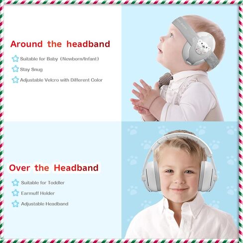كمامات أذن للأطفال، سماعة رأس 2 في 1 بخاصية إلغاء الضوضاء، حماية السمع للأطفال من عمر 0 ​​إلى 48 شهرًا، عصابة رأس قابلة للتعديل وشريطين ناعمين غير قابلين للانزلاق، ارتداء مزدوج للنوم والسفر والأنشطة الخارجية in Kuwait