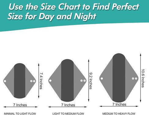 Leekalos Reusable Menstrual Pads - Bamboo Menstrual Cloth Pads | Light Incontinence Pads | Reusable Sanitary Pads - Pack of 6, 1 Cloth Mini Wet Bag in Kuwait