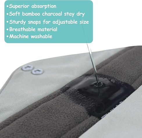 Leekalos Reusable Menstrual Pads - Bamboo Menstrual Cloth Pads | Light Incontinence Pads | Reusable Sanitary Pads - Pack of 6, 1 Cloth Mini Wet Bag in Kuwait