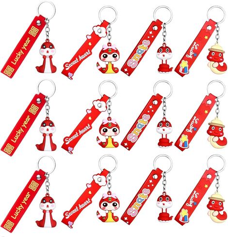 12Pcs Snake Keychains Snake Year Pendants 2025 Chinese New Year Zodiac Gift Spring Festival Blessing Souvenir in Kuwait