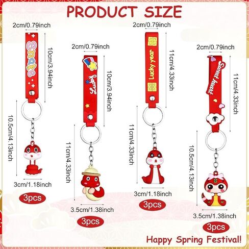 12Pcs Snake Keychains Snake Year Pendants 2025 Chinese New Year Zodiac Gift Spring Festival Blessing Souvenir in Kuwait