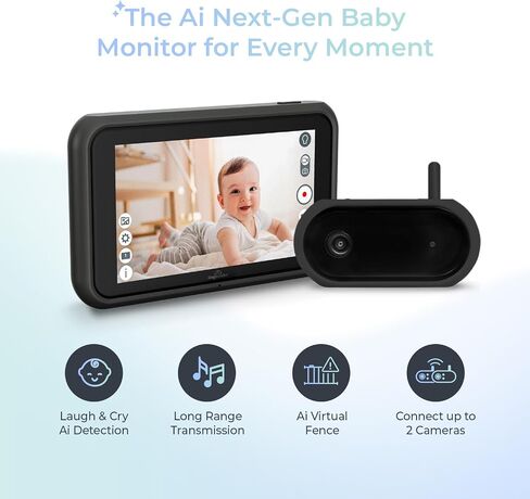 جهاز مراقبة سيارة الأطفال Tiny Traveler Ai الذكي اللاسلكي مع كاميرا إضافية ومجموعة سفر وبنك طاقة - كشف تنبيهات السلامة المدعومة بالذكاء الاصطناعي، سياج افتراضي، رؤية ليلية طويلة المدى 1000 قدم، التحدث في اتجاهين - أسود in Saudi Arabia