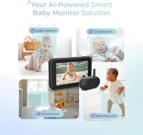 جهاز مراقبة سيارة الأطفال Tiny Traveler Ai الذكي اللاسلكي مع كاميرا إضافية ومجموعة سفر وبنك طاقة - كشف تنبيهات السلامة المدعومة بالذكاء الاصطناعي، سياج افتراضي، رؤية ليلية طويلة المدى 1000 قدم، التحدث في اتجاهين - أسود in Saudi Arabia