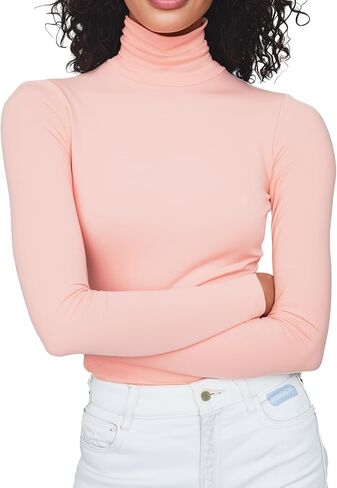 Women's Turtleneck Long Sleeve Shirts Thermal Base Layer Underwear Tops Lightweight Undershirt in Saudi Arabia