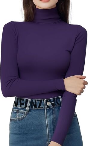 Women's Turtleneck Long Sleeve Shirts Thermal Base Layer Underwear Tops Lightweight Undershirt in Saudi Arabia