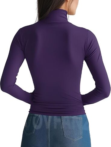 Women's Turtleneck Long Sleeve Shirts Thermal Base Layer Underwear Tops Lightweight Undershirt in Saudi Arabia