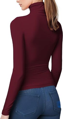 Women's Turtleneck Long Sleeve Shirts Thermal Base Layer Underwear Tops Lightweight Undershirt in Saudi Arabia