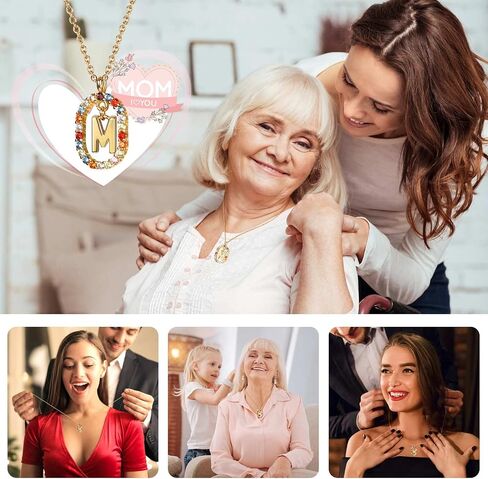 Cute Preserved Real Roses Bear Gift with 18K Gold Plated Initial Necklaces for Women, Mothers Day Birthday Anniversary Christmas Valentines Presents for Mom Girlfriend Wife in Saudi Arabia
