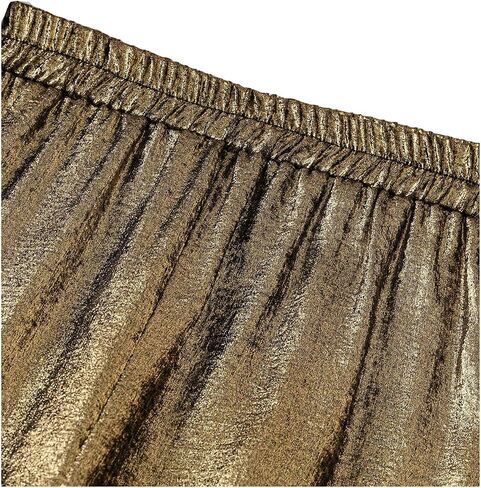 OYOANGLE Women's Metallic High Elastic Waist Straight Leg Pants Casual Party Nightout Clubwear Long Pants in Saudi Arabia