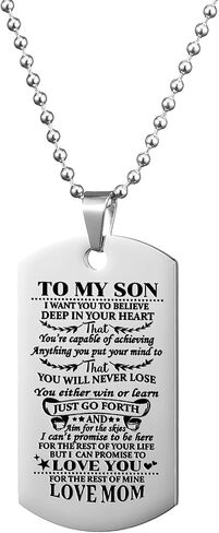 قلادة VIMIEW To My Son Dog Tag قلادة سلاسل ملهمة للرجال هدية للابن من الأب والأم، هدية عيد الميلاد وعيد الأم وعيد الميلاد للرجال والأولاد المراهقين. in Kuwait