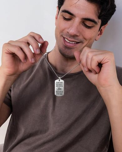 قلادة VIMIEW To My Son Dog Tag قلادة سلاسل ملهمة للرجال هدية للابن من الأب والأم، هدية عيد الميلاد وعيد الأم وعيد الميلاد للرجال والأولاد المراهقين. in Kuwait