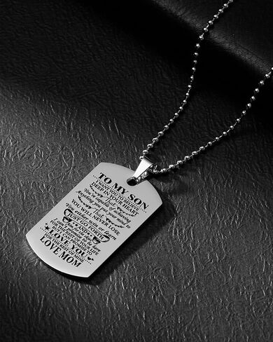 قلادة VIMIEW To My Son Dog Tag قلادة سلاسل ملهمة للرجال هدية للابن من الأب والأم، هدية عيد الميلاد وعيد الأم وعيد الميلاد للرجال والأولاد المراهقين. in Kuwait