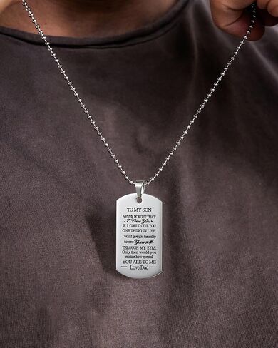 قلادة VIMIEW To My Son Dog Tag قلادة سلاسل ملهمة للرجال هدية للابن من الأب والأم، هدية عيد الميلاد وعيد الأم وعيد الميلاد للرجال والأولاد المراهقين. in Kuwait