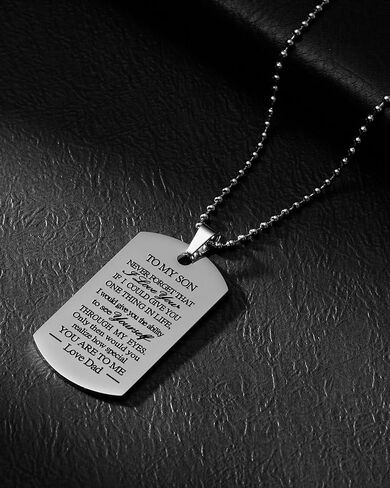 قلادة VIMIEW To My Son Dog Tag قلادة سلاسل ملهمة للرجال هدية للابن من الأب والأم، هدية عيد الميلاد وعيد الأم وعيد الميلاد للرجال والأولاد المراهقين. in Kuwait