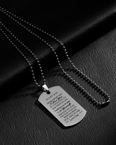 قلادة VIMIEW To My Son Dog Tag قلادة سلاسل ملهمة للرجال هدية للابن من الأب والأم، هدية عيد الميلاد وعيد الأم وعيد الميلاد للرجال والأولاد المراهقين. in Kuwait