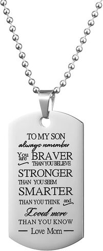 قلادة VIMIEW To My Son Dog Tag قلادة سلاسل ملهمة للرجال هدية للابن من الأب والأم، هدية عيد الميلاد وعيد الأم وعيد الميلاد للرجال والأولاد المراهقين. in Kuwait