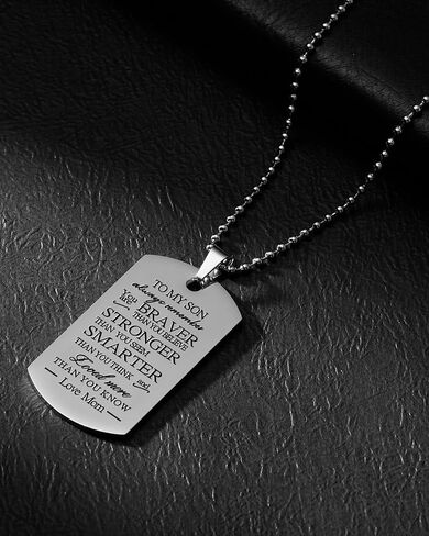 قلادة VIMIEW To My Son Dog Tag قلادة سلاسل ملهمة للرجال هدية للابن من الأب والأم، هدية عيد الميلاد وعيد الأم وعيد الميلاد للرجال والأولاد المراهقين. in Kuwait
