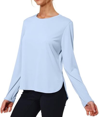 Women's Sun Protection Shirts UV SPF UPF 50+ Long Sleeve Rash Guard Hiking Running Quick Dry Lightweight in Saudi Arabia