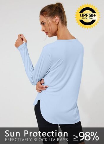 Women's Sun Protection Shirts UV SPF UPF 50+ Long Sleeve Rash Guard Hiking Running Quick Dry Lightweight in Saudi Arabia
