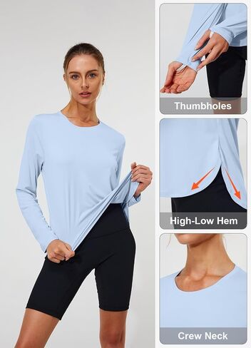 Women's Sun Protection Shirts UV SPF UPF 50+ Long Sleeve Rash Guard Hiking Running Quick Dry Lightweight in Saudi Arabia