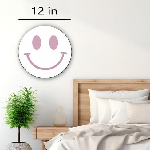 Cute Teenage Girl Room Smiling Face Decorative Mirror Academy Style Smile Pink Room Decoration Aesthetics Mirror Prep Room Decoration 12 inch Fashion Round Bedroom Acrylic Wall Mirror Youth Room in Kuwait