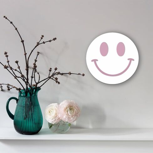 Cute Teenage Girl Room Smiling Face Decorative Mirror Academy Style Smile Pink Room Decoration Aesthetics Mirror Prep Room Decoration 12 inch Fashion Round Bedroom Acrylic Wall Mirror Youth Room in Kuwait