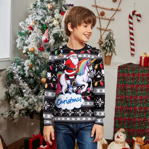 سويت شيرت عيد الميلاد القبيح للأطفال، سترة عيد الميلاد الجديدة للأولاد والبنات من عمر 4 إلى 16 عامًا in Kuwait