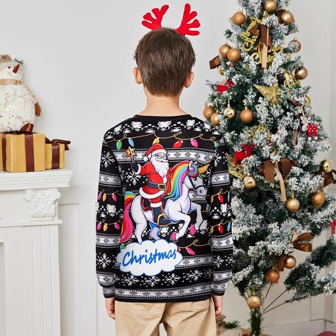 سويت شيرت عيد الميلاد القبيح للأطفال، سترة عيد الميلاد الجديدة للأولاد والبنات من عمر 4 إلى 16 عامًا in Kuwait