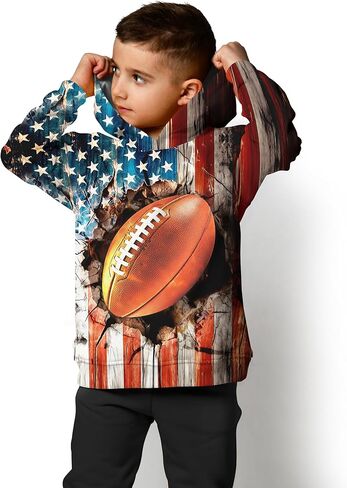 Boys Girls 3D Graphic Hoodies, Unisex Kids Hooded Sweatshirt with Pocket, Long Sleeve Hoodies for Teens in Kuwait