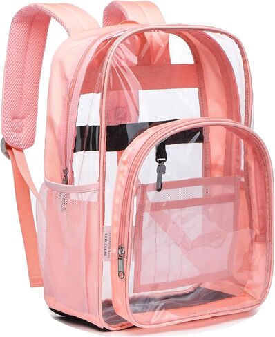 BLUEFAIRY Clear Backpack for School Stadium Approved 17 Inch Large XL PVC See Through Bag for Kids Heavy Duty Transparent Bag for Boys Girls Students Events Mochilas Escolares para Niños Black in Kuwait