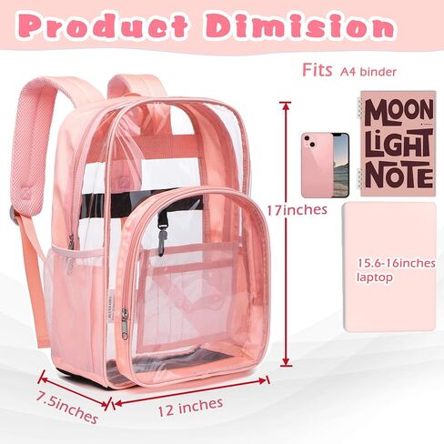 BLUEFAIRY Clear Backpack for School Stadium Approved 17 Inch Large XL PVC See Through Bag for Kids Heavy Duty Transparent Bag for Boys Girls Students Events Mochilas Escolares para Niños Black in Kuwait