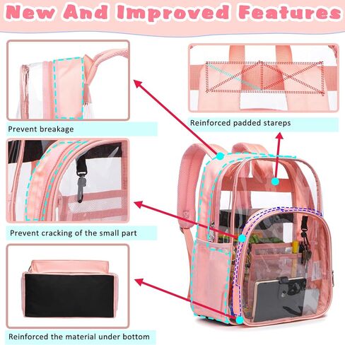 BLUEFAIRY Clear Backpack for School Stadium Approved 17 Inch Large XL PVC See Through Bag for Kids Heavy Duty Transparent Bag for Boys Girls Students Events Mochilas Escolares para Niños Black in Kuwait