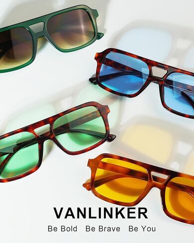 VANLINKER Retro 70s Square Aviator Sunglasses for Women Men Vintage Trendy Rectangle Sun Glasses VL9816 in Kuwait