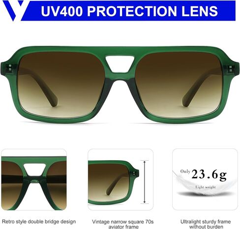 VANLINKER Retro 70s Square Aviator Sunglasses for Women Men Vintage Trendy Rectangle Sun Glasses VL9816 in Kuwait