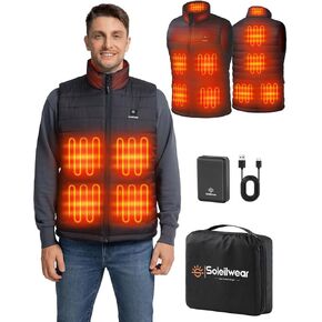Heated Vest for Men,9 Heating Zones Rechargeable Heated Vest with 10000mAh Battery for Outdoor Camping Hunting Ski