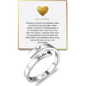 Hope Rings – Just Breathe Ring (1 Pcs) – Adjustable Tarnish-Free 304 Stainless Steel Ring – Heartfelt Gifts for Women