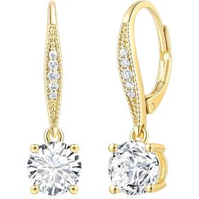 Cossa Dangle Earrings 14K Gold Drop Earrings for Women Dangle Stylish Leverback Earrings with Cubic Zirconia Drop Earrings A Must-have Fashion Accessory