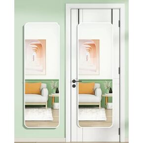 Full Length Mirror, Door Mirror, Over The Door Mirror Full Length, 14"x 48" Door Hanging, Rounded Corner, Wall Mirror, Full Body Mirror, Black