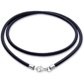 Adabele 2mm 3mm Leather Cord Charm Chain Necklace with 925 Sterling Silver Clasp Hypoallergenic Nickel Free Women Unisex Jewelry (16 18 20 22 Inch)