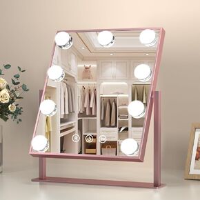 COSMIRROR Hollywood Makeup Mirror with Lights, Lighted Vanity Mirror with 9 Dimmable Bulbs and 3 Color Lighting Modes, Smart Touch Control, Plug in Light Up Mirror (White)