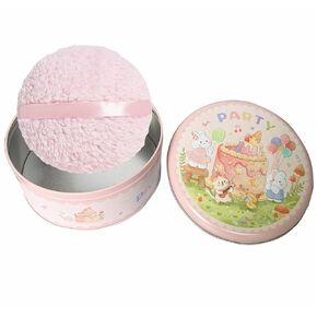 Oopoto Large Body Powder Puff for Dusting Powder, Women Powder Puff with Tinplate Storage Container for Bath (Rabbit)