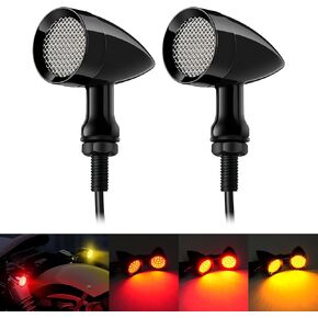 PBYMT Motorcycle Turn Signals LED Rear Turn Signals Red Amber Tail Lights SMD Blinkers 10mm Mount Hole Compatible for Honda Yamaha Suzuki Kawasaki Harley Chopper Bobber