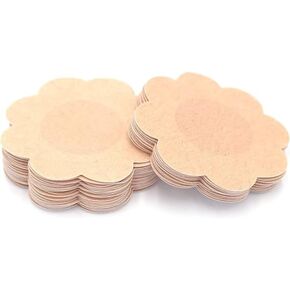 QueenVibes 40 Pieces Breast Covers Nipple Cover Pasties, Disposable Nipple Covers, Bra Pad, Self-Adhesive No Show Bra For Women (Large 8 cm, Beige)