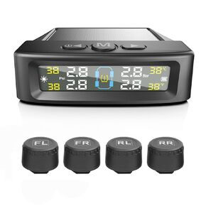 Tire Pressure Monitoring System Voice Alarm TPMS Wireless Car TPMS Sensor Kit Solar Powered 14-87 PSI Real Time Detect IP67 Waterproof for SUV MPV Pickup & ORV